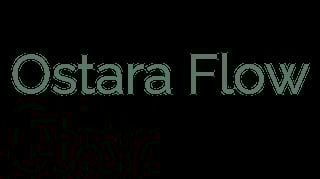 Ostara Flow logo in teal text on black background